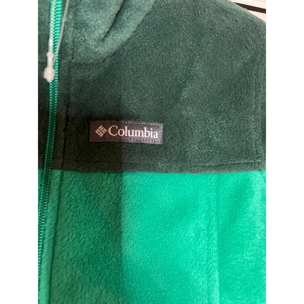 Columbia Kids Fleece Full Zip Jacket Green Colorblock Mock Neck XS 6/7 NWOT - Picture 3 of 5